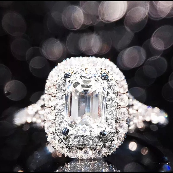 925 Stamped Sterling Silver Diamond Engagement Ring - Picture 6 of 9